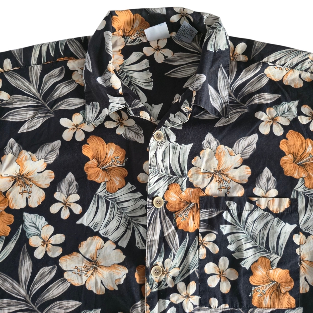 Vintage Ocean Pacific OP Floral Hawaiian Shirt Mens L Button Front Resort - Picture 3 of 7